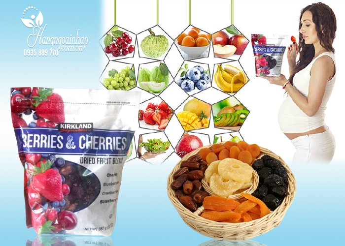 Trái cây sấy khô KirkLand Berries & Cherries Dried Fruit Blend của Mỹ