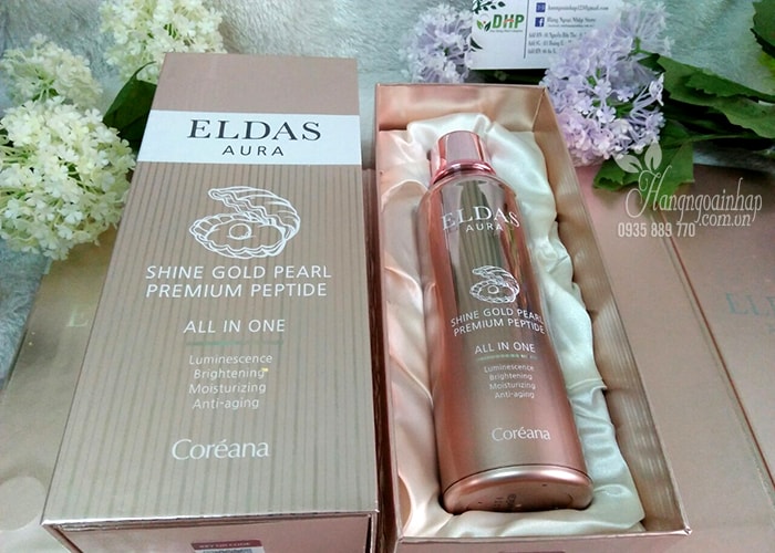 Serum tế bào gốc Eldas Aura Coreana Shine Gold Pearl Premium Peptide của Hàn Quốc 100ml
