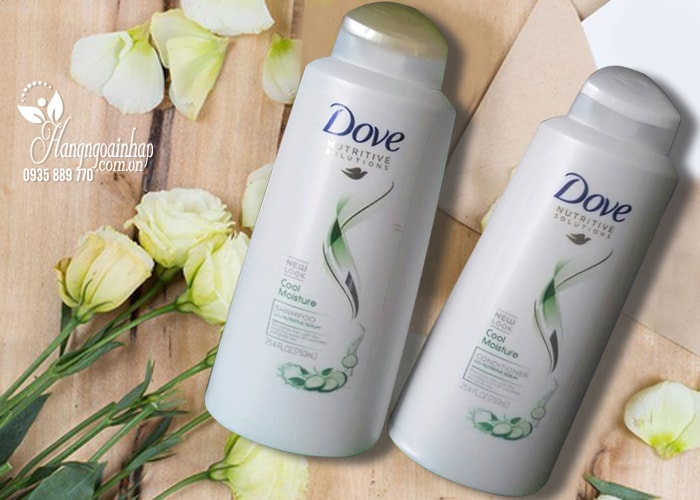 Bộ gội xả Dove Cool Moisture 750ml của Mỹ, phục hồi tóc hư tổn