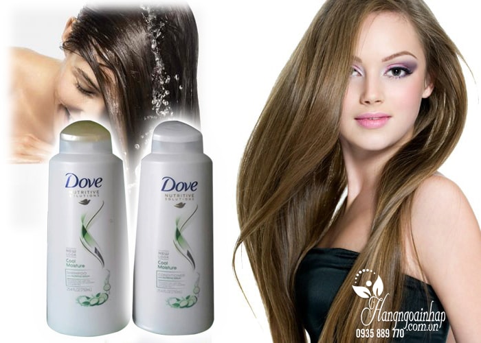 Bộ gội xả Dove Cool Moisture 750ml của Mỹ giúp phục hồi tóc hư tổn