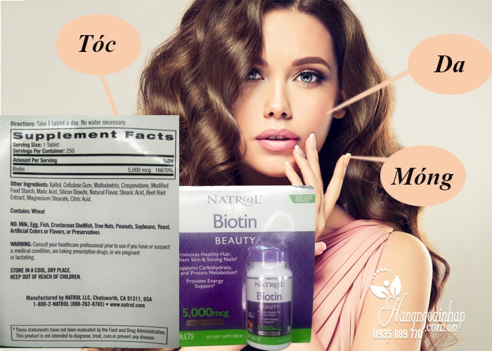 Viên ngậm hương dâu Natrol Biotin Beauty 5000mcg Extra Strength (2)