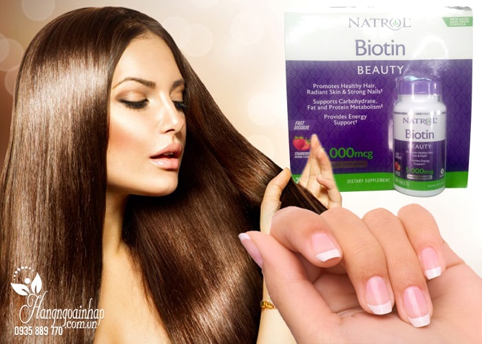 Viên ngậm hương dâu Natrol Biotin Beauty 5000mcg Extra Strength (3)