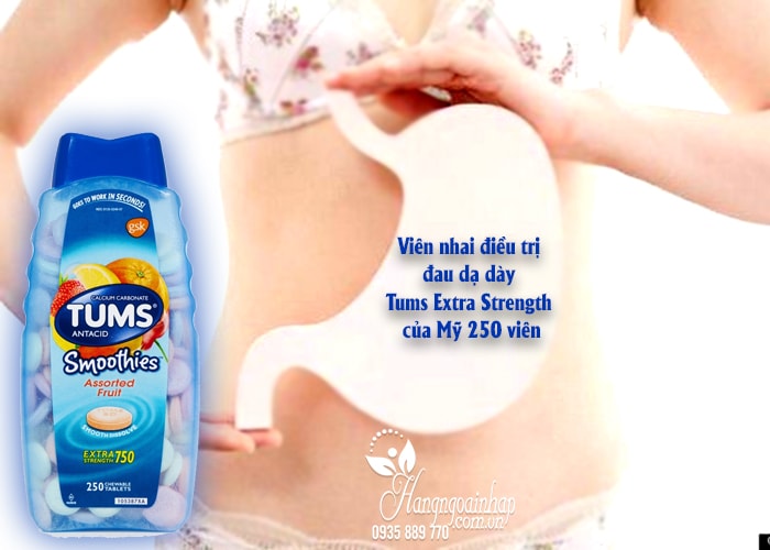 Viên nhai điều trị đau dạ dày Tums Extra Strength 750 của Mỹ 