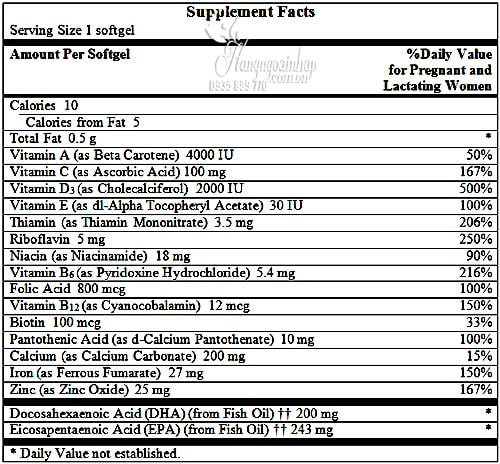 Vitamin Dành Cho Phụ Nữ Cho Con Bú Postnatal 60 viên