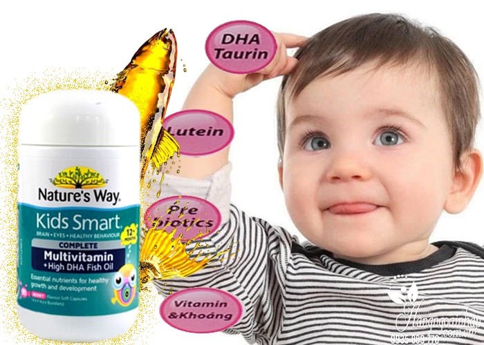 Vitamin tổng hợp và dầu cá cho bé Nature’s Way Kids Smart của Úc