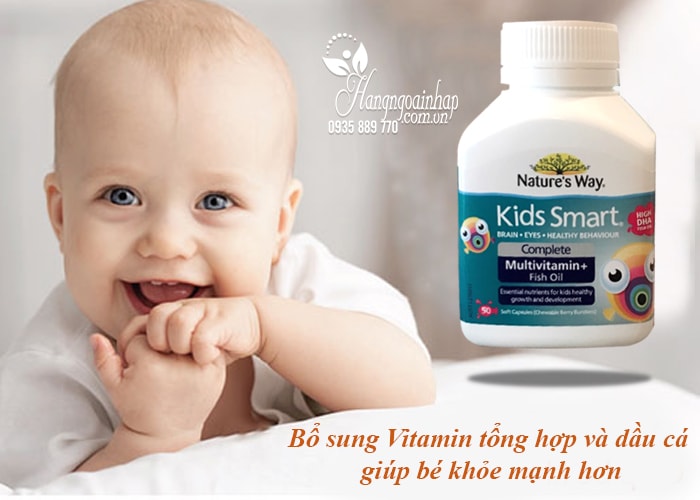 Vitamin tổng hớp và dầu cá cho bé Nature’s Way Kids Smart Complete Multivitamin, High DHA Fish Oil 