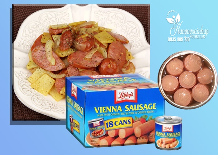 Xúc xích đóng hộp Libbys Vienna Sausage thùng 18 lon của Mỹ
