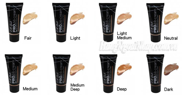 Bảng tone màu kem nền L.A Girl Pro BB Cream 