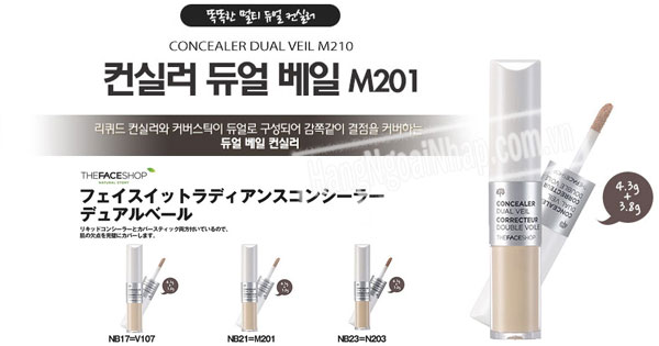 Kem Che Khuyết Điểm Concealer Dual Veil Correcteur Double Voile The FaceShop