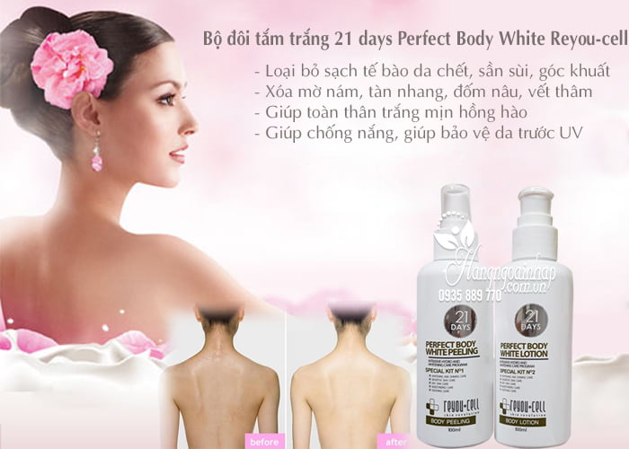 Bộ đôi tắm trắng 21 days Perfect Body White Reyou-cell 100ml 3