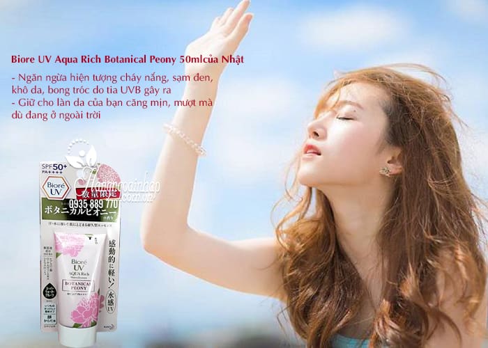 Kem chống nắng Biore UV Aqua Rich Botanical Peony 50ml 4