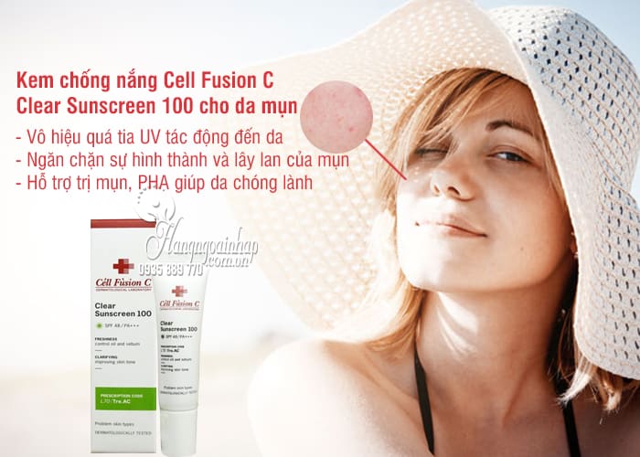 Kem chống nắng Cell Fusion C Clear Sunscreen 100 cho da mụn 3