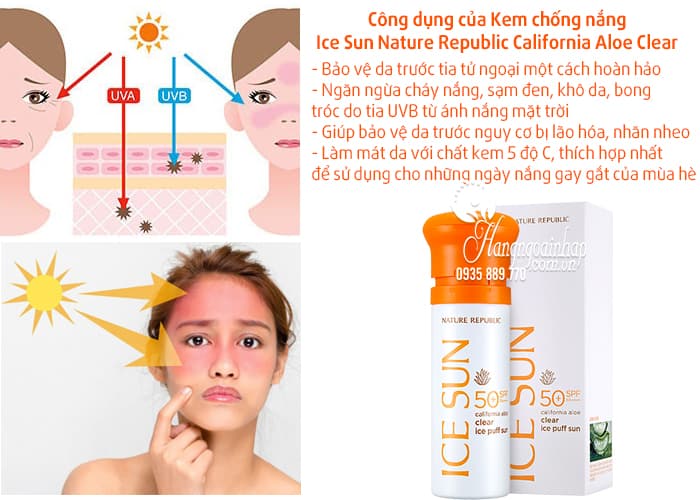 Kem chống nắng Ice Sun Nature Republic California Aloe Clear 2