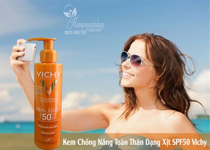 Kem chống nắng toàn thân dạng xịt Vichy Ideal Soleil SPF 50 200ml của Pháp