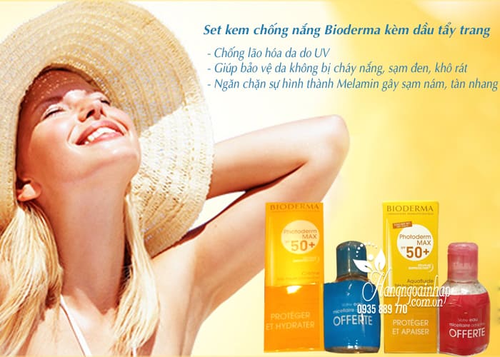 Set kem chống nắng Bioderma kèm dầu tẩy trang của Pháp 4