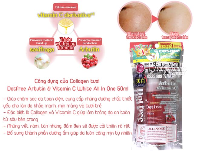 Collagen tươi Dotfree Arbutin & Vitamin C White All In One 50ml 4