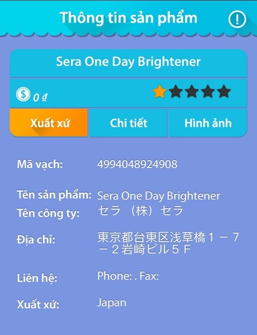 kem one day brightener thong tin hang that