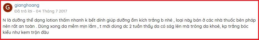 review hiệu quả từ khách hàng sau khi sử dụng sữa dưỡng thể chateau rouge paris "chính hãng" của Pháp