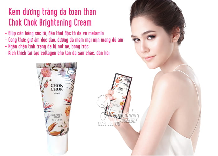 Kem dưỡng trắng da toàn thân Chok Chok Brightening Cream 150g 3