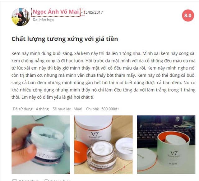 V7 toning light dr jart review từ chị em phụ nữ