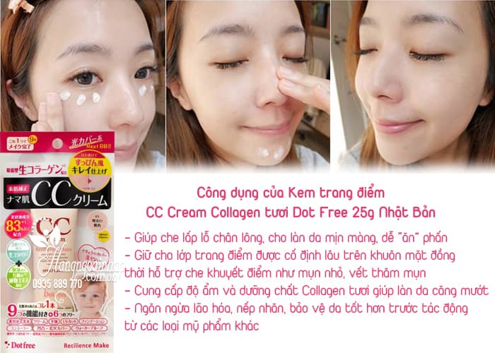 Kem trang điểm CC Cream Collagen tươi Dot Free 25g Nhật Bản 3