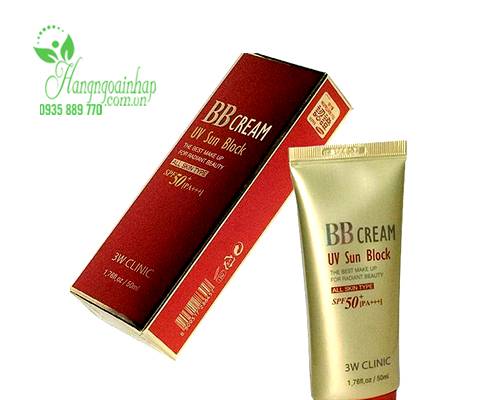 Kem nền chống nắng BB Cream UV Sun Block 3W SPF 50+ PA+++ Hàn Quốc