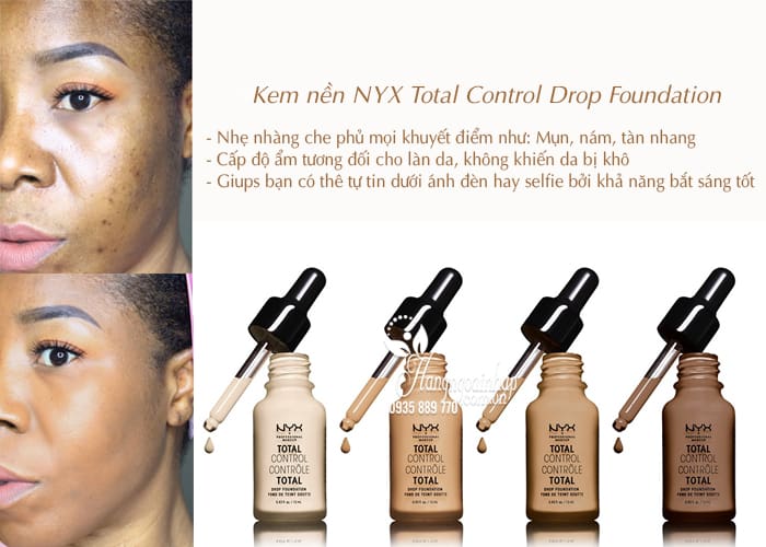 Kem nền NYX Total Control Drop Foundation 13ml của Mỹ 3