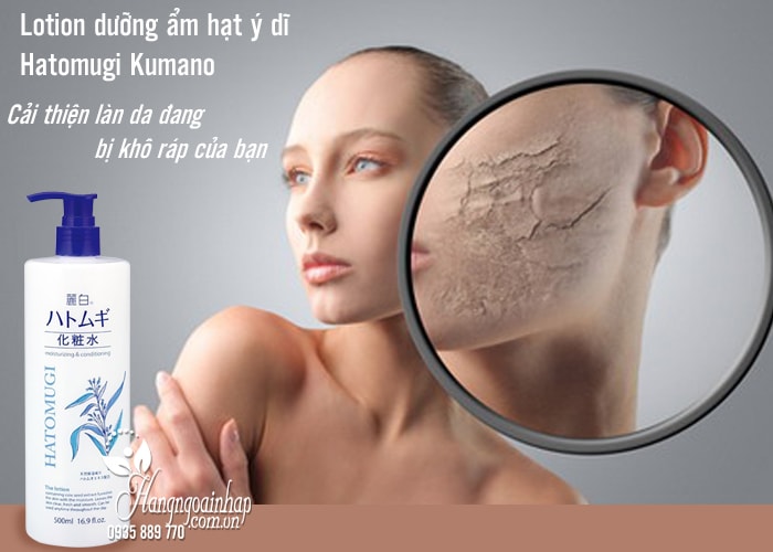 Lotion dưỡng ẩm hạt ý dĩ Hatomugi Kumano 500ml Nhật Bản 1