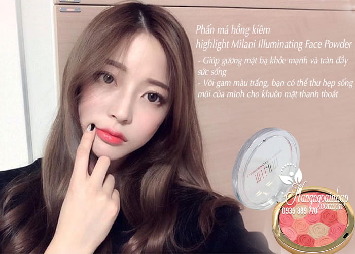 Phấn má hồng kiêm highlight Milani Illuminating Face Powder 4