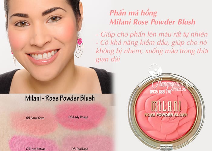 Phấn má hồng Milani Rose Powder Blush chính hãng Mỹ 5