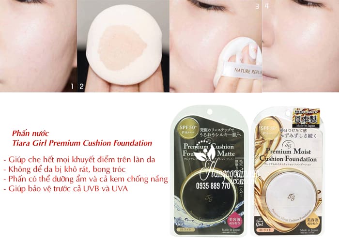 Phấn nước Tiara Girl Premium Cushion Foundation Nhật Bản 4