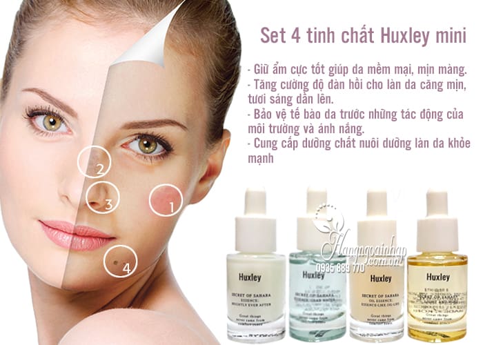 Set 4 tinh chất Huxley mini 5ml Hàn Quốc dưỡng trắng, phục hồi da 2