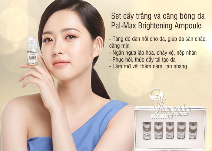 Set cấy trắng và căng bóng da Pal-Max Brightening Ampoule Hàn 2