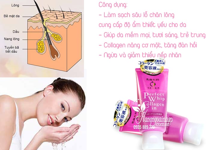 Sữa rửa mặt Shiseido Senka Perfect Whip Collagen in 120g 2