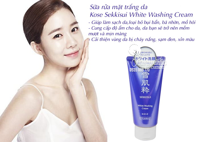 Sữa rửa mặt trắng da Kose Sekkisui White Washing Cream 80g 4