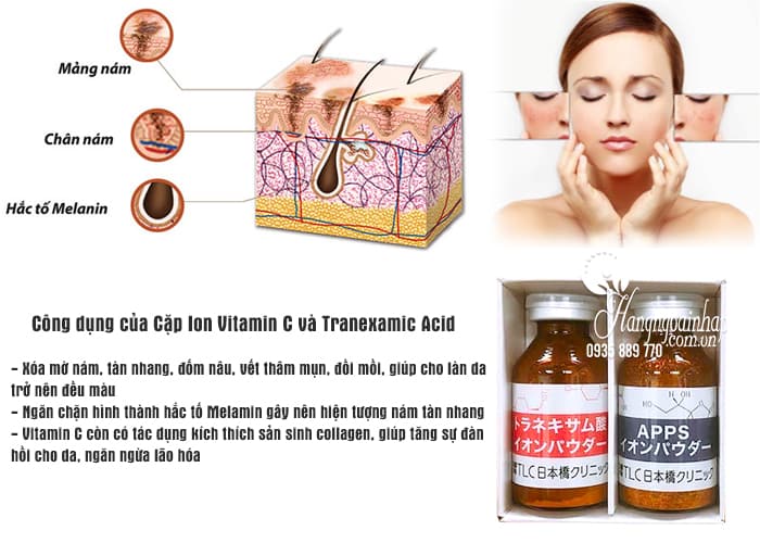 Cặp Ion Vitamin C và Tranexamic Acid trị nám dưỡng trắng da 2