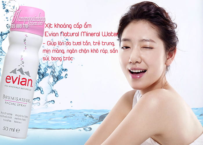 Xịt khoáng cấp ẩm Evian Natural Mineral Water 50ml từ Pháp 2