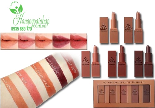 Set son mini 3CE Mood Recipe Matte Lip Color 5 màu của Hàn Quốc