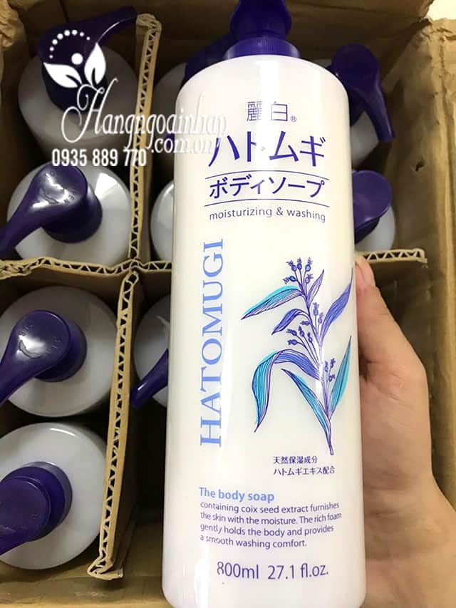 Sữa tắm dưỡng ẩm trắng da Hatomugi Moisturizing Washing 800ml 5