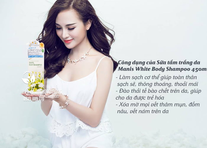 Sữa tắm trắng da Manis White Body Shampoo 450ml Nhật Bản 4