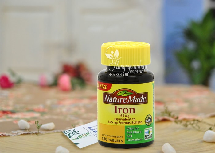 Viên uống bổ sung sắt Nature Made Iron 65mg 180 viên của Mỹ