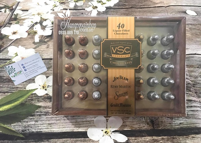 Socola nhân rượu hộp gỗ Jim Beam Remy Martin VSC 40 chai của Mỹ (1)