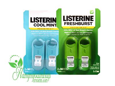 Bộ 2 chai nước xịt thơm miệng bỏ túi Listerine Pocketmist của Mỹ