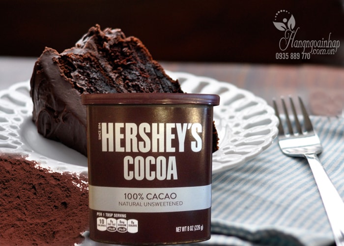 Bột cacao nguyên chất, không đường Hershey’s Cocoa 226g của mỹ