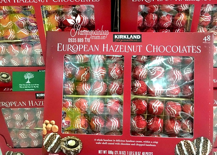 Socola bọc hạt phỉ Kirkland European Hazelnut Chocolates 48 viên