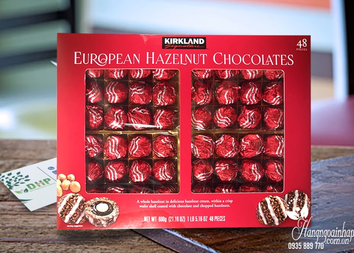 Socola bọc hạt phỉ Kirkland European Hazelnut Chocolates 48 viên