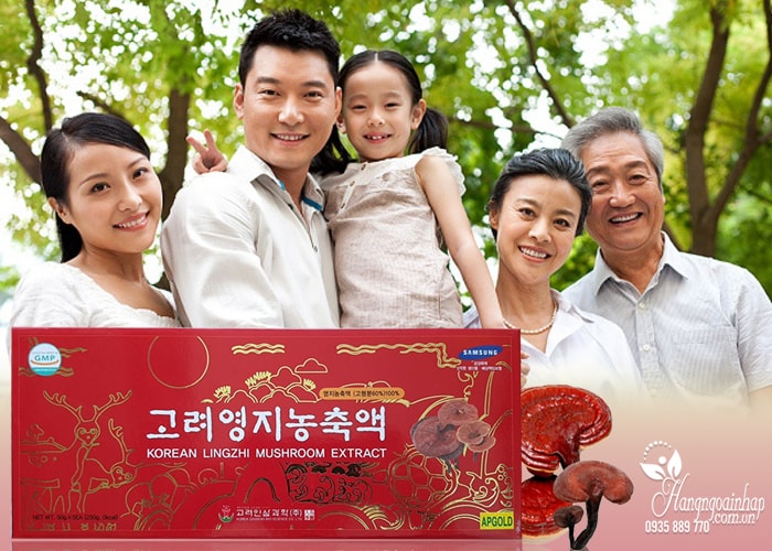 Cao linh chi Hàn Quốc Korean Lingzhi Mushroom Extract, hộp 5 lọ