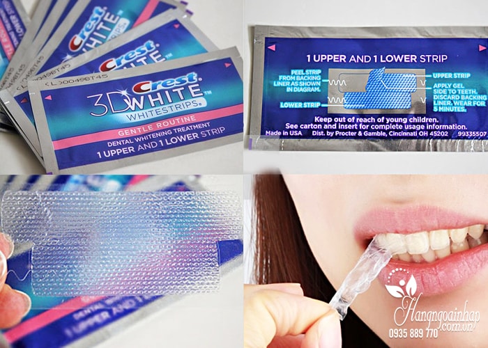 Bộ sản phẩm tẩy trắng răng Crest 3D White No Slip Whitestrips With Light của Mỹ