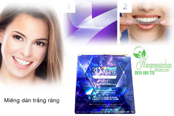 Miếng dán trắng răng crest 3d white professional effects của mỹ