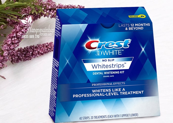 Miếng dán trắng răng cao cấp Crest 3D White No Slip 40 miếng của Mỹ